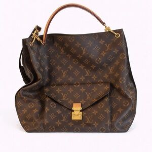 Retired Authentic Louis Vuitton Monogram Shoulder Bag with Gold-Tone Accents